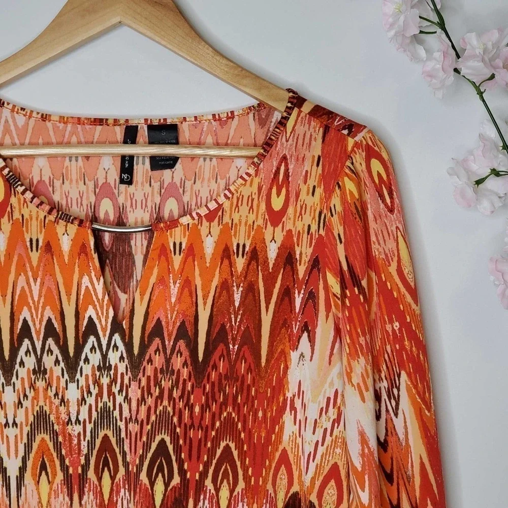 New Directions V Neck Cutout Blouse Orange Size Small